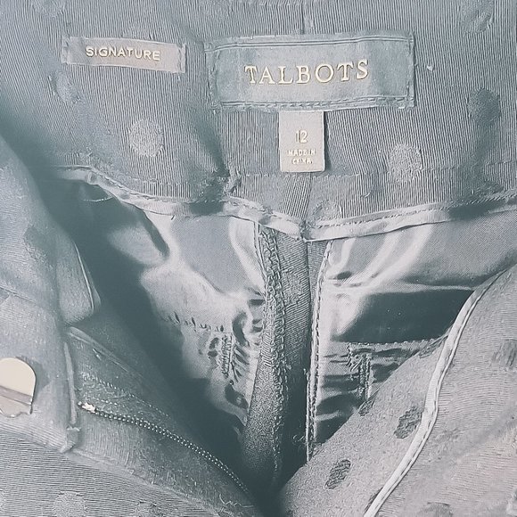 Talbots Signature Black Polka Dot on Black Tapered Leg Pants - Size 12 - Picture 7 of 7